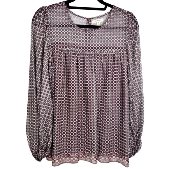 Max Studio Tops - Max Studio Long Sleeved Sheer Peasant Top L
